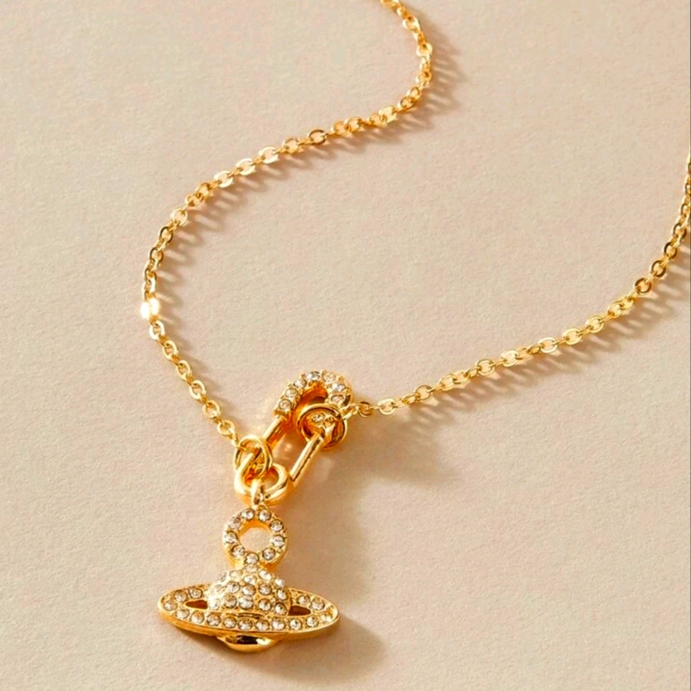 Saturn Safety Pin Pendant Necklace 🤩🚀
